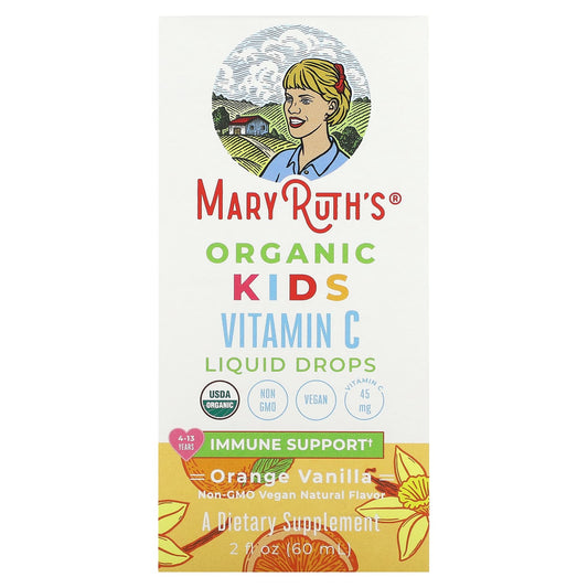 MaryRuth's, Organic Kids Vitamin C Liquid Drops, 4-13 Years, Orange Vanilla, 45 mg, 2 fl oz (60 ml) - Image 1