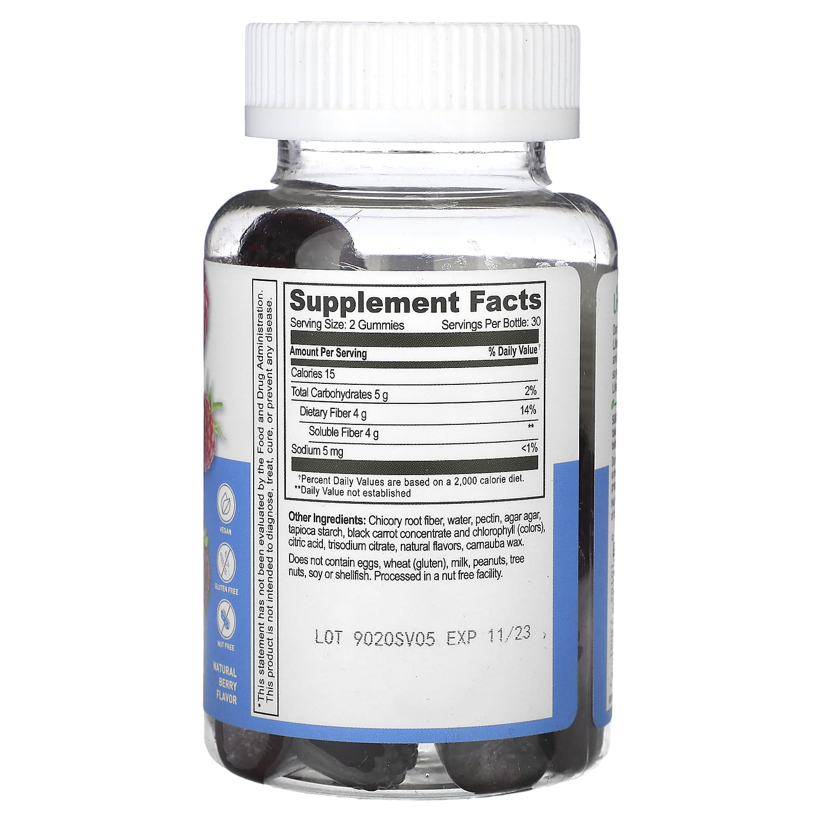 Lifeable, Prebiotic Fiber Gummies, Sugar Free, Natural Berry, 60 Gummies - Image 2