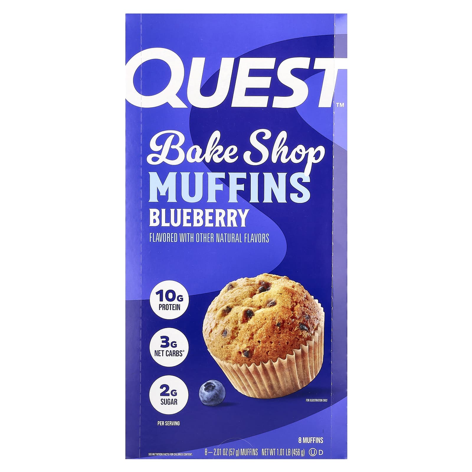 Quest Nutrition, Bake Shop Muffins, Blueberry, 8 Muffins, 2.01 oz (57 g) Each - Image 1