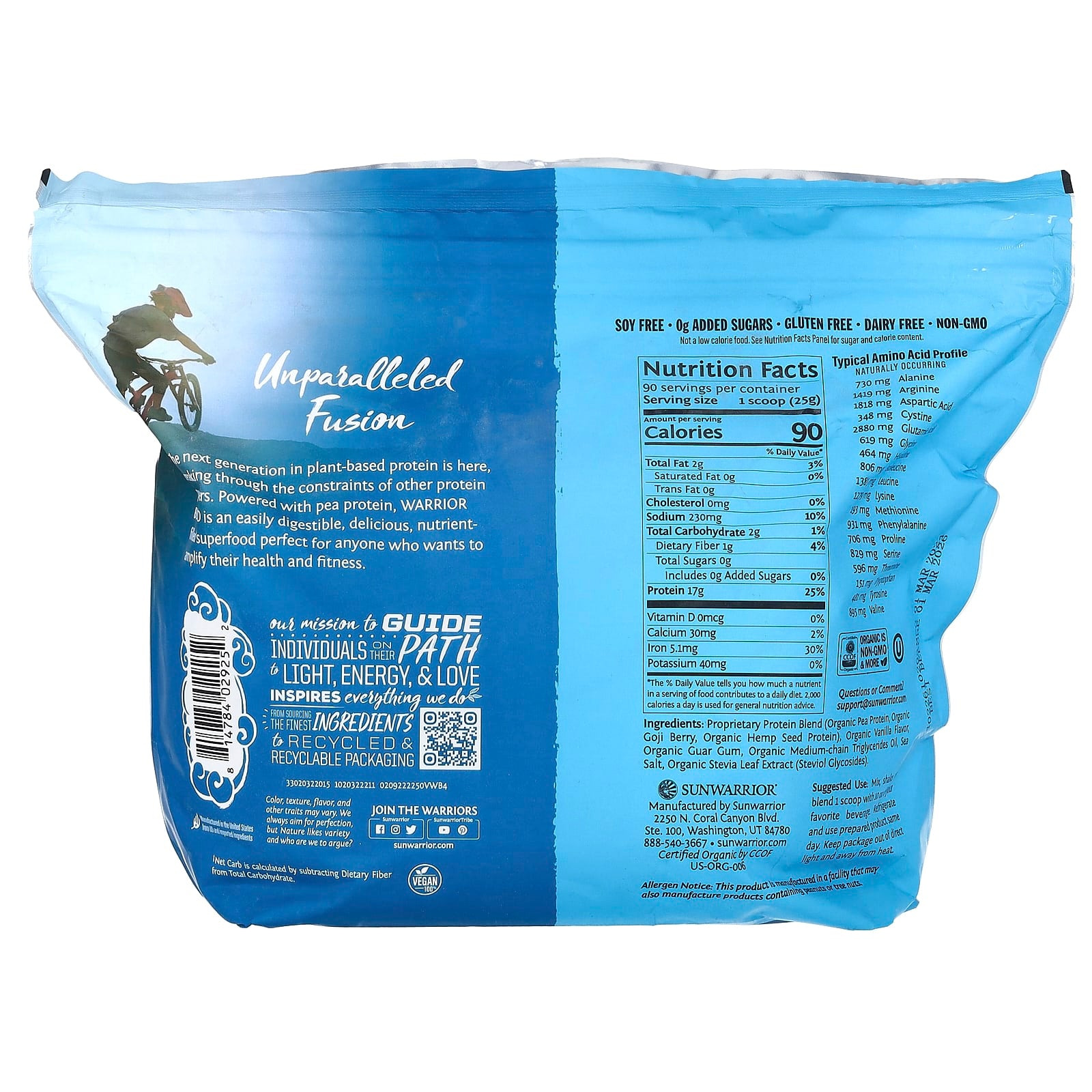 Sunwarrior, Warrior Blend, Protein, Vanilla, 4.96 lb (2.25 kg) - Image 2