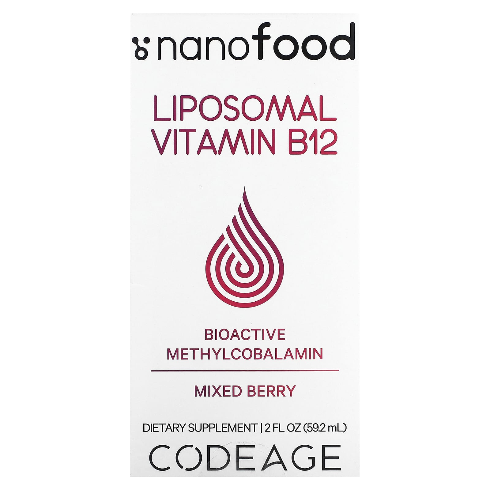 Codeage Liposomal Vitamin B12 Supplement for Energy &amp; Mood - 2 fl oz - Image 1