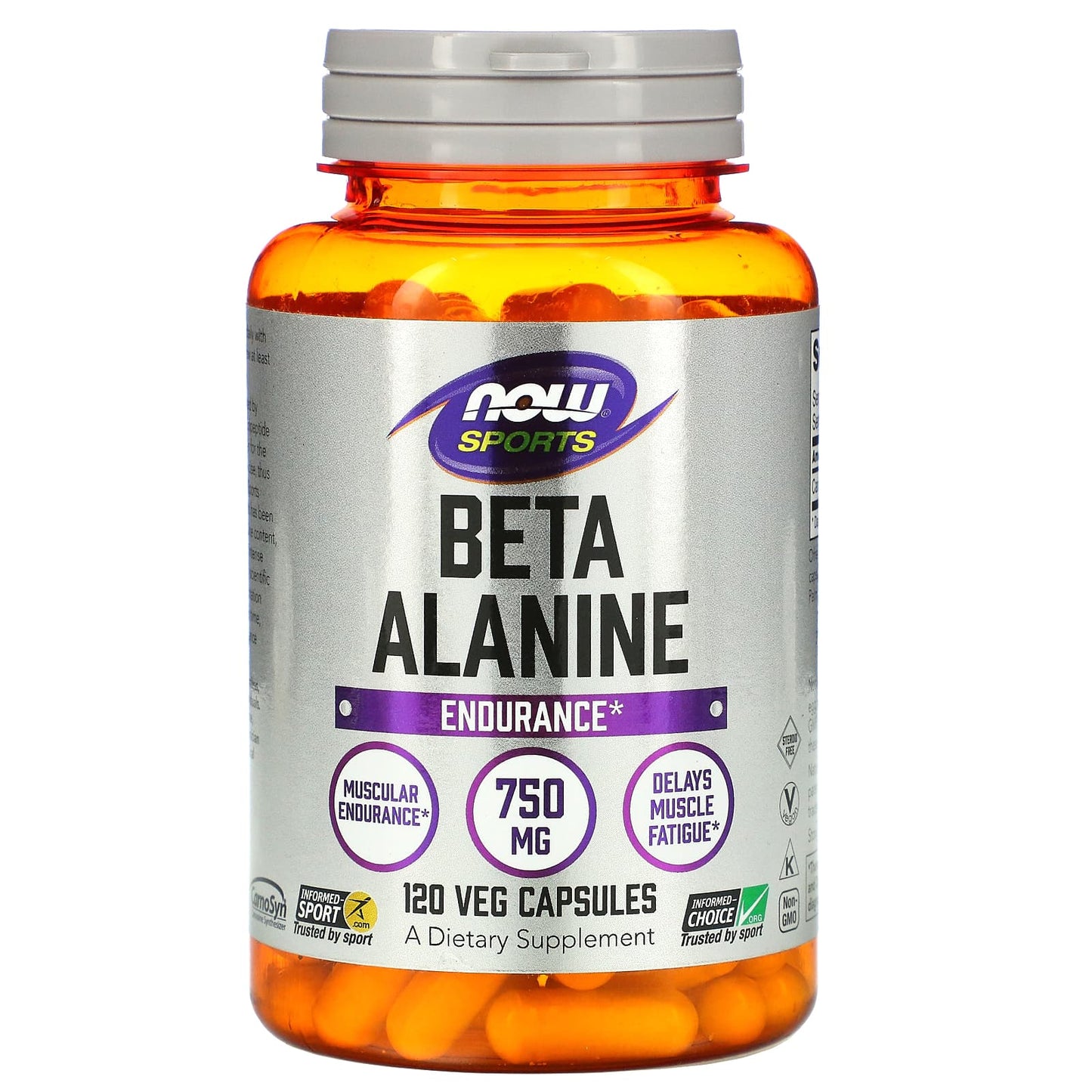 NOW Foods, Sports, Beta-Alanine, Endurance, 750 mg, 120 Veg Capsules - Image 1
