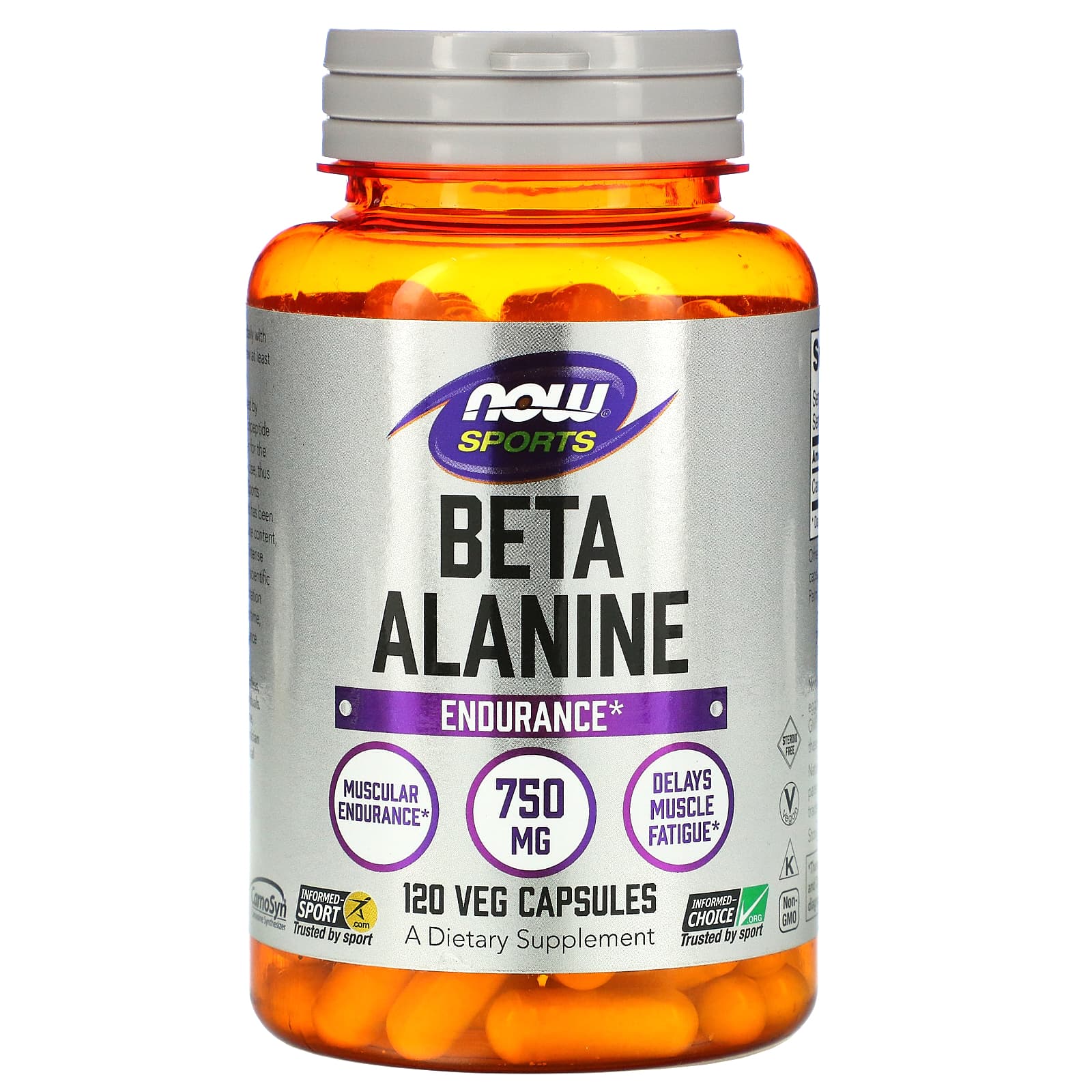 NOW Foods, Sports, Beta-Alanine, Endurance, 750 mg, 120 Veg Capsules - Image 1