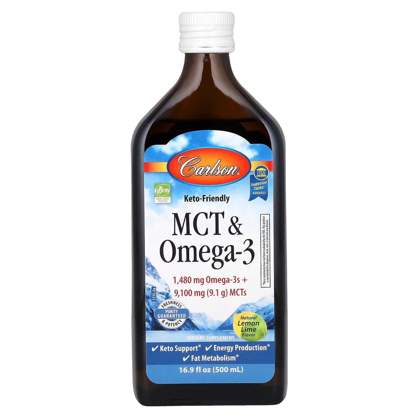 Carlson Omega-3 &amp; MCT Oil - Natural Lemon Lime - Keto Friendly - Image 1