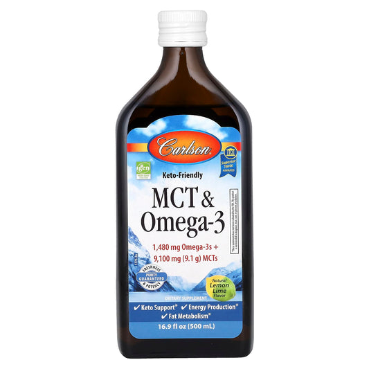 Carlson Omega-3 &amp; MCT Oil - Natural Lemon Lime - Keto Friendly - Image 1