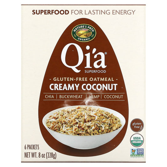 Nature's Path, Qi'a Superfood Oatmeal, Creamy Coconut, 6 Packets, 8 oz (228 g) - Image 1