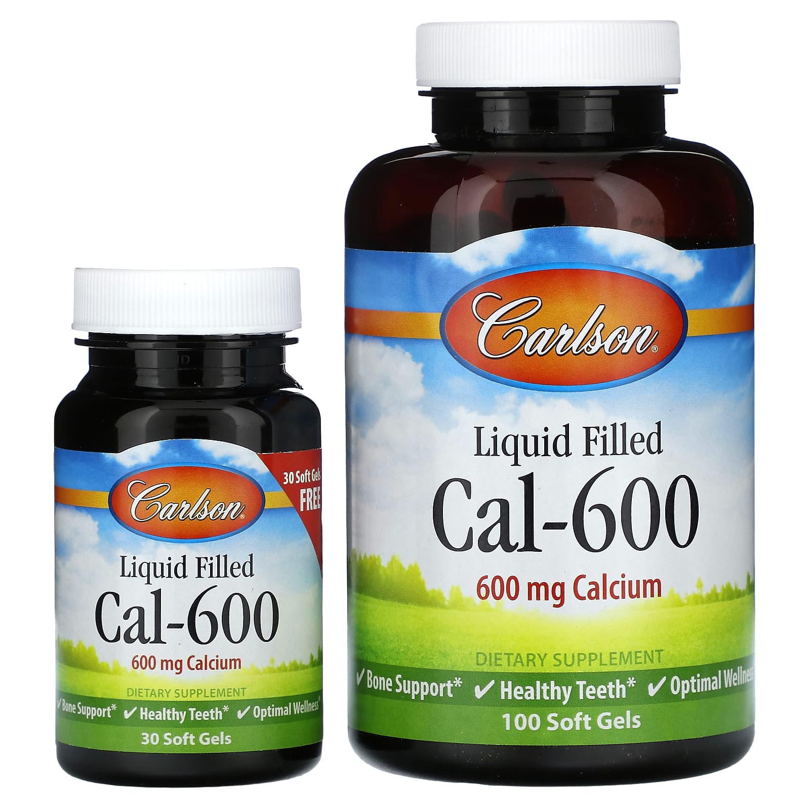 Carlson Liquid Filled Cal-600 Calcium Supplement, 100+30 Softgels - Image 1