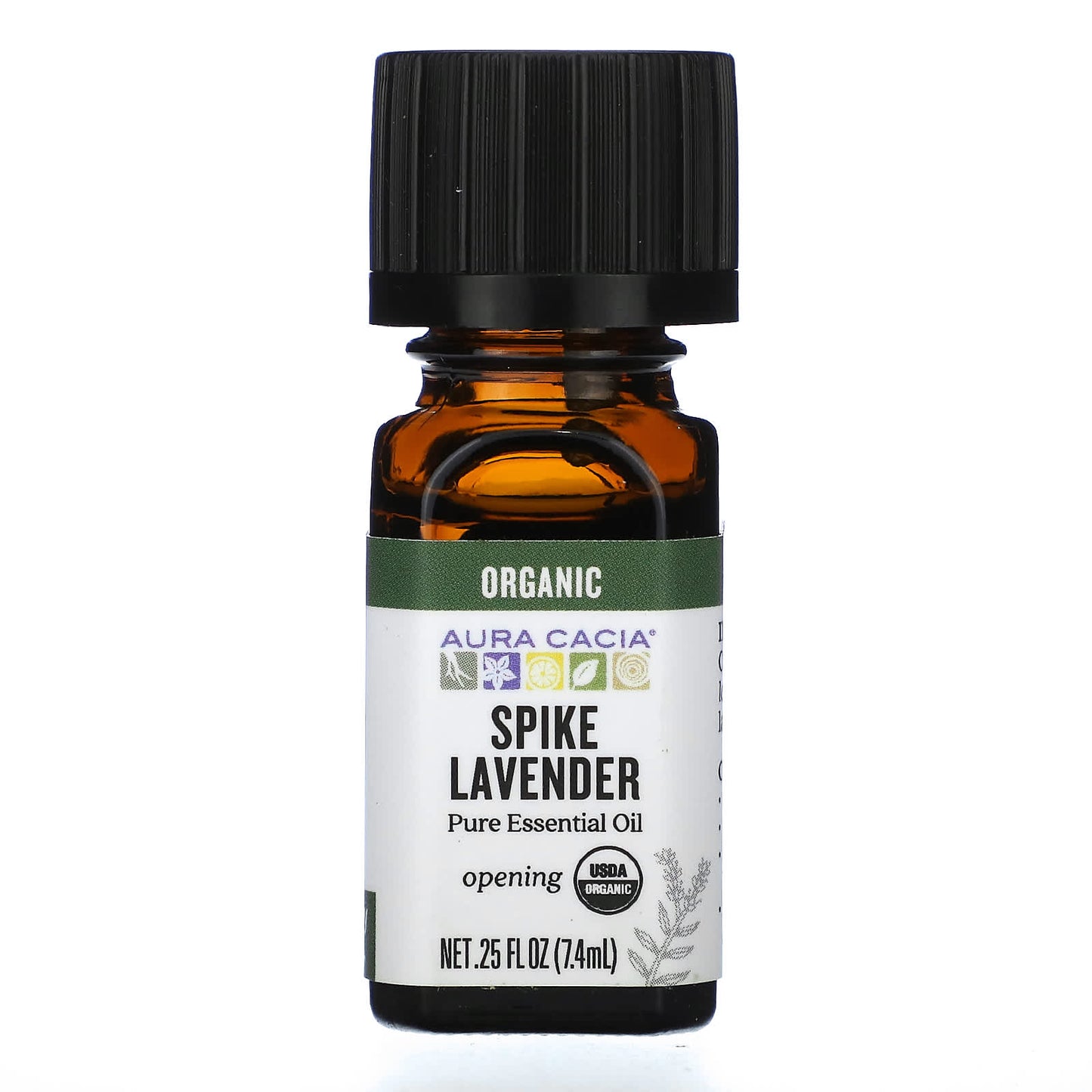 Aura Cacia Organic Spike Lavender Essential Oil, 0.25 fl oz (7.4 ml) - Image 1