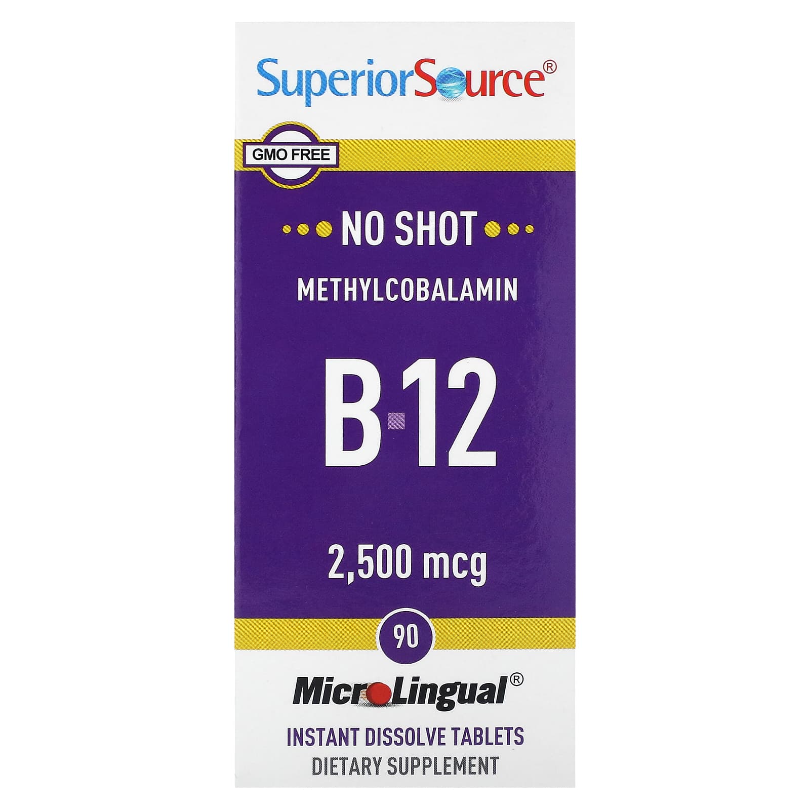 Superior Source, Methylcobalamin B-12, 2,500 mcg, 90 Instant Dissolve Tablets - Image 1