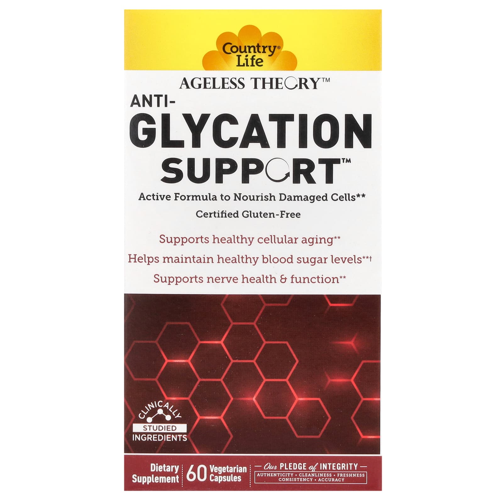 Country Life Ageless Theory Anti-Glycation Support, 60 Vegetarian Capsules - Image 1