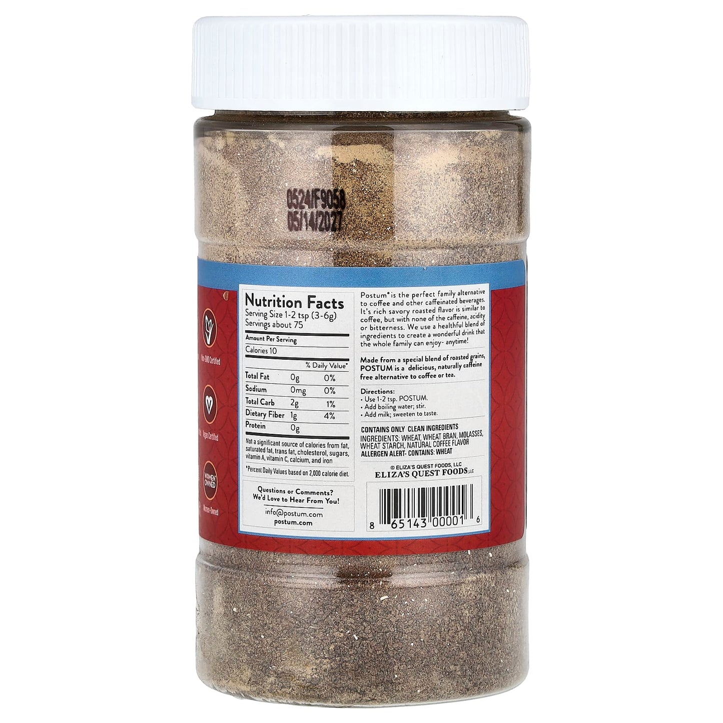 Postum, Instant Warm Beverage, Natural Coffee, Caffeine Free, 8 oz (227 g) - Image 2