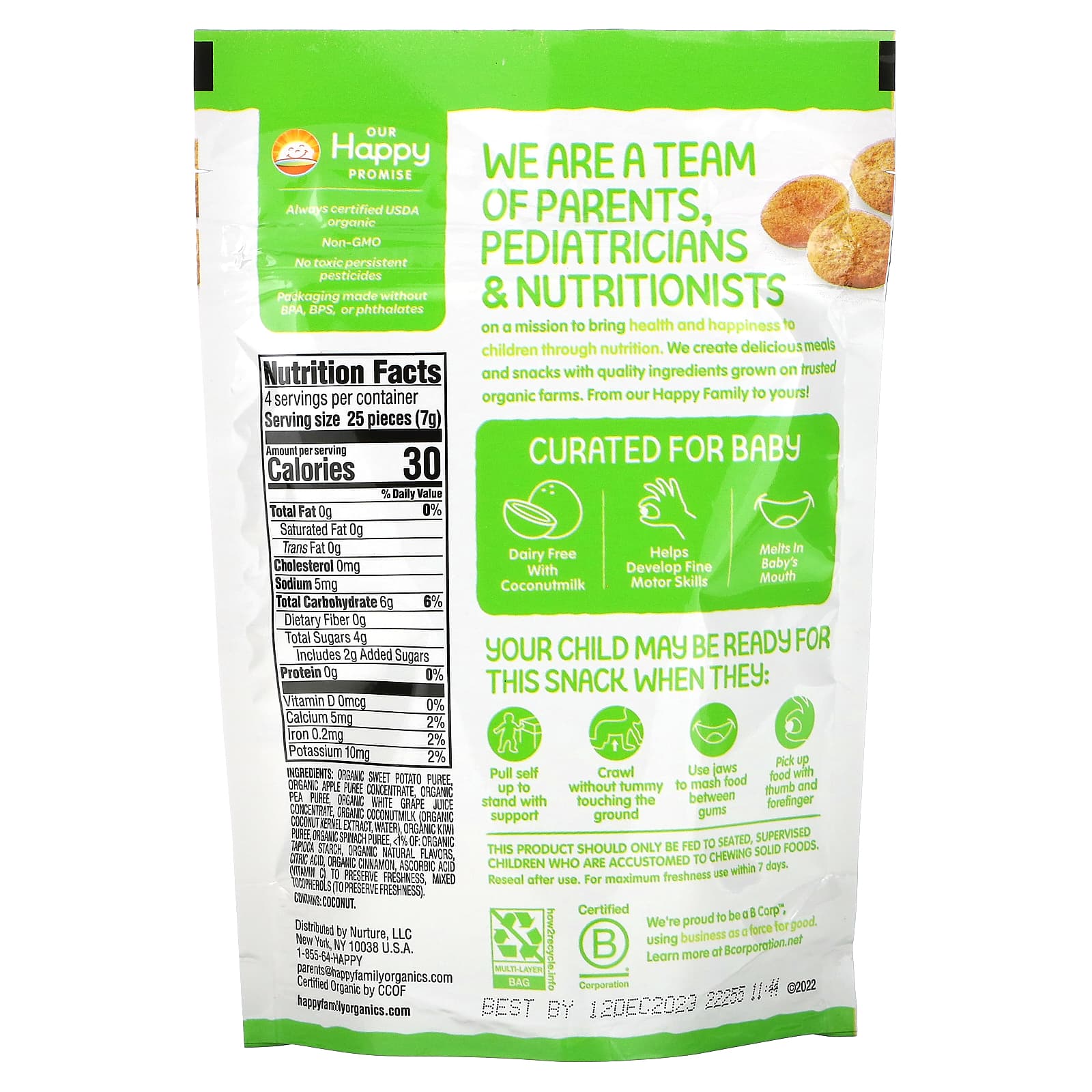 Happy Family Organics Creamies Freeze-Dried Veggie, Fruit & Coconut Milk Snacks for Babies - Image 2