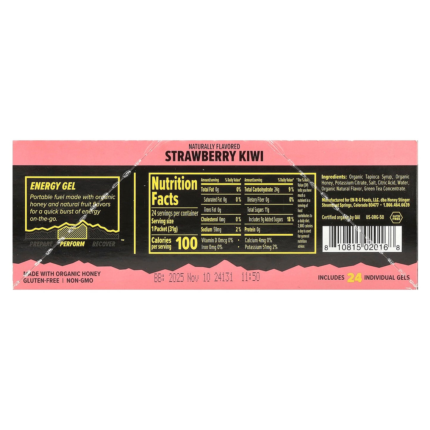 Strawberry Kiwi Energy Gels by Honey Stinger - 24 Packets - Image 2