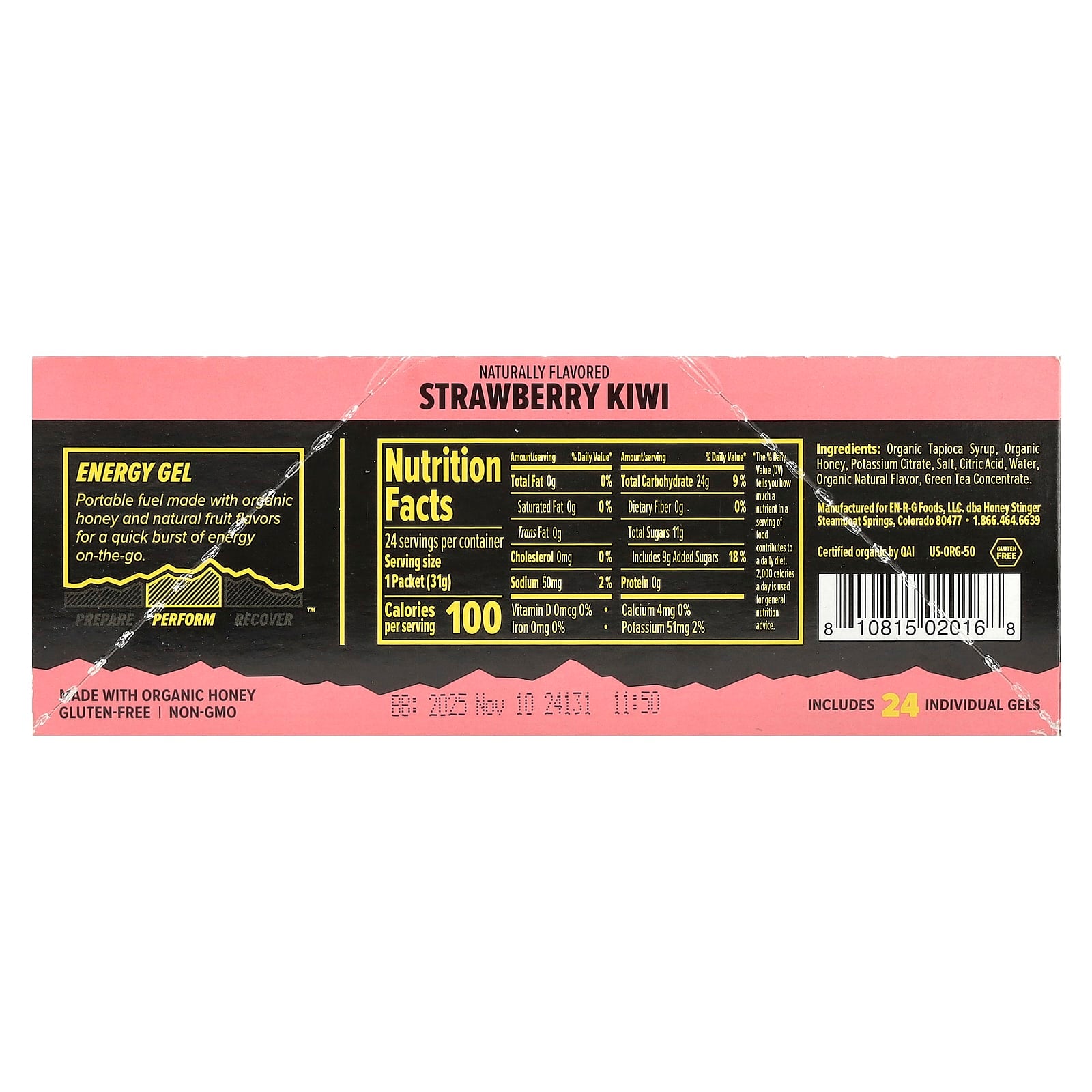 Strawberry Kiwi Energy Gels by Honey Stinger - 24 Packets - Image 2