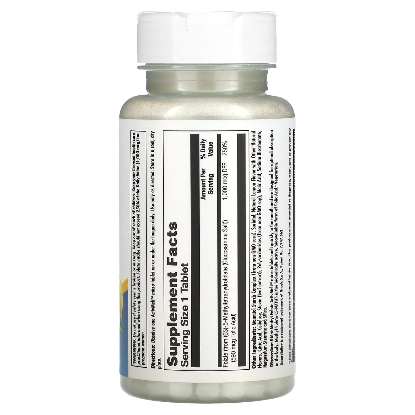 KAL, Methyl Folate, Lemon, 1,000 mcg DFE, 60 Micro Tablets - Image 2
