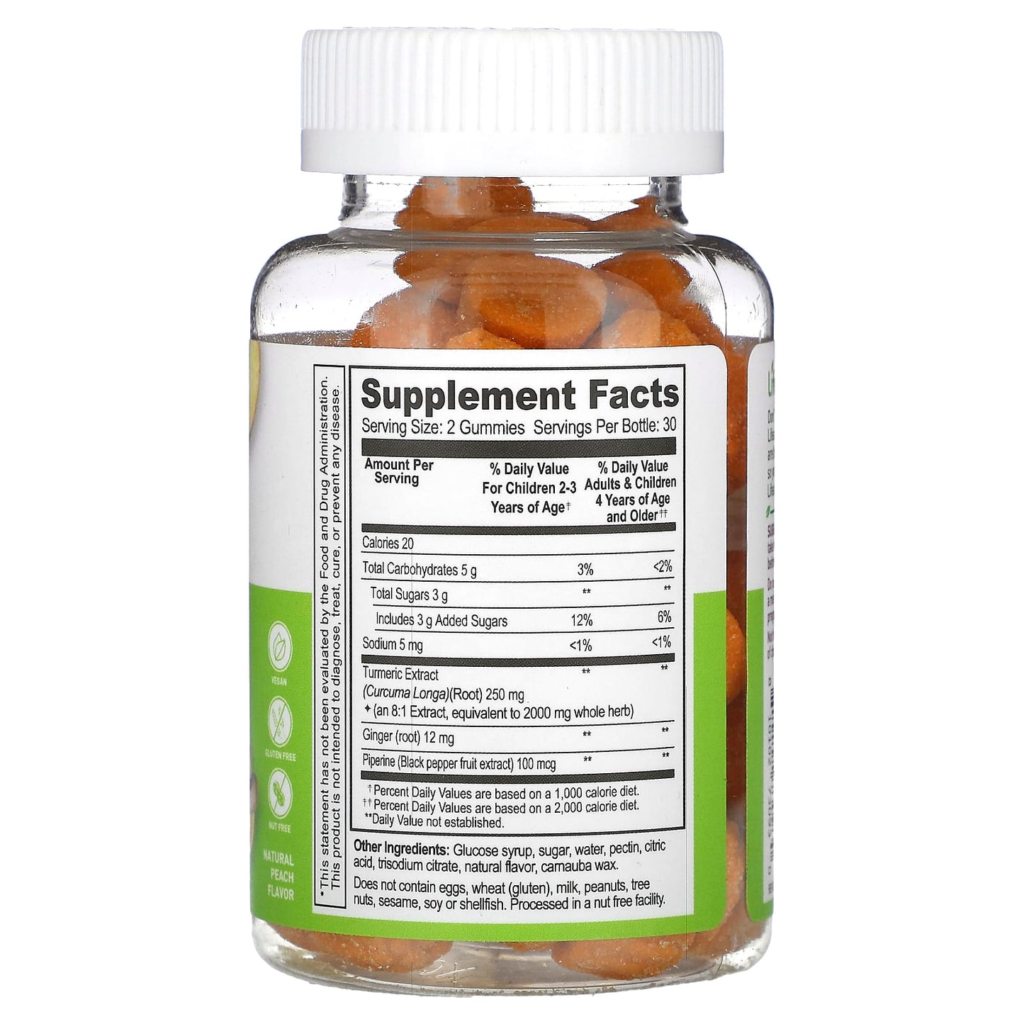 Lifeable, Kids Turmeric Curcumin Gummies, Natural Peach, 2,000 mg, 60 Gummies (1,000 mg per Gummy)