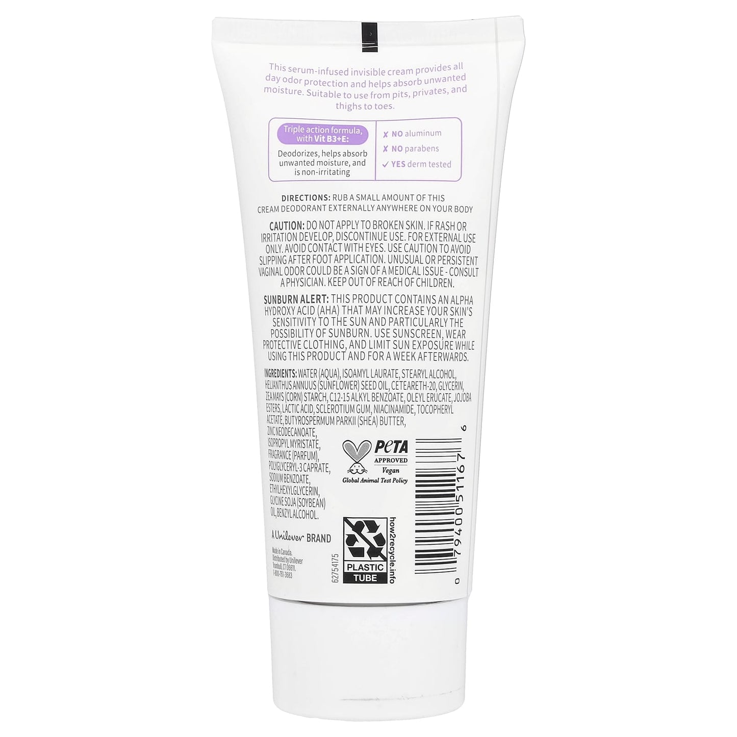 Dove Coconut Vanilla Invisible Cream Deodorant, Vegan & Aluminum Free, 2.5 fl oz - Image 2