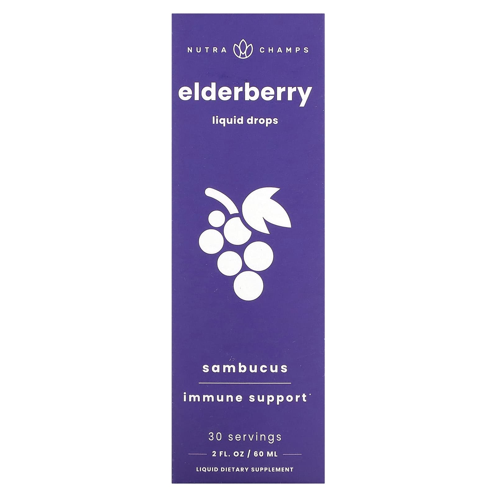 NutraChamps, Elderberry, Sambucus, 200 mg, 2 fl oz (60 ml) - Image 1
