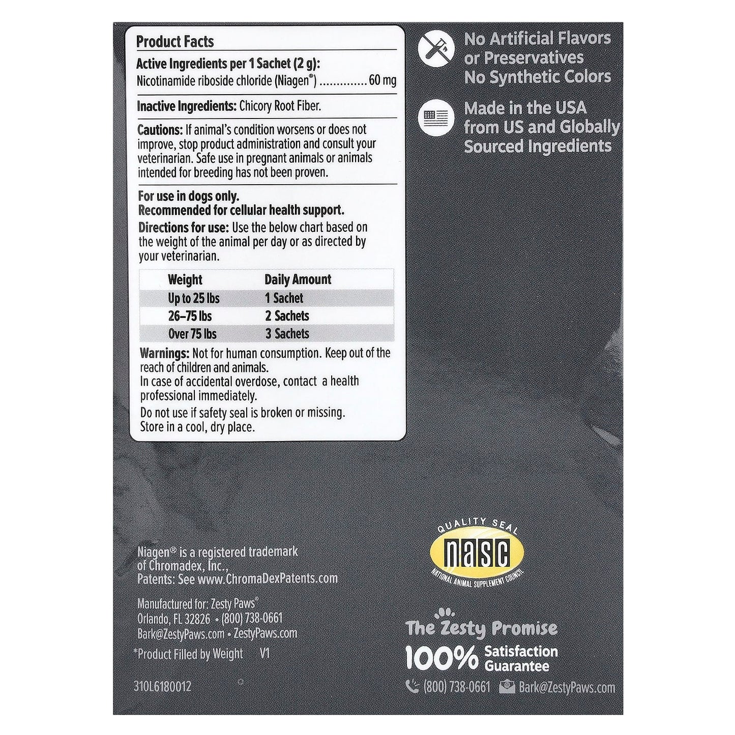 Zesty Paws, Healthy Aging, NAD+ Precursor, For Dogs, 30 Sachets, 2.1 oz (60 g) - Image 2