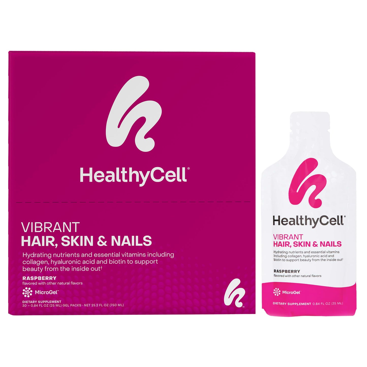 Raspberry MicroGel for Glowing Skin, Hair, & Nails - 30 Gel Packs - Image 1