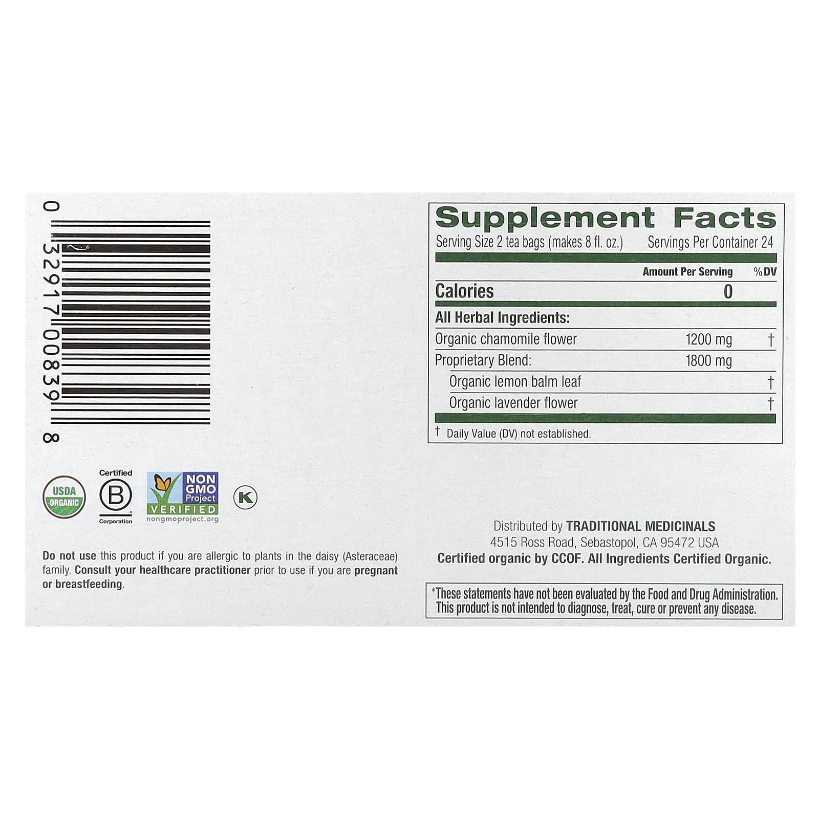 Traditional Medicinals, Herbal Tea, Organic Chamomile & Lavender, Caffeine Free, 48 Wrapped Tea Bags, 2.53 oz (72 g) - Image 2