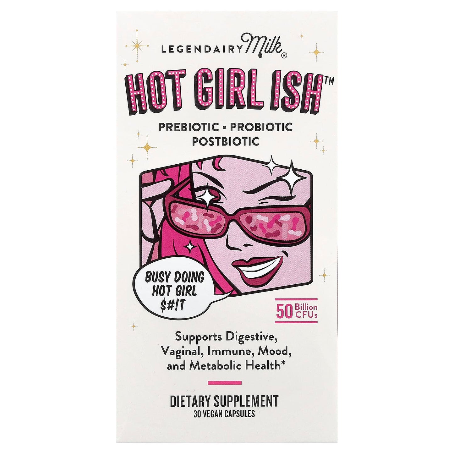 Legendairy Milk, Hot Girl Ish™, Prebiotic, Probiotic, Postbiotic, 50 Billion CFU, 30 Vegan Capsules - Image 1