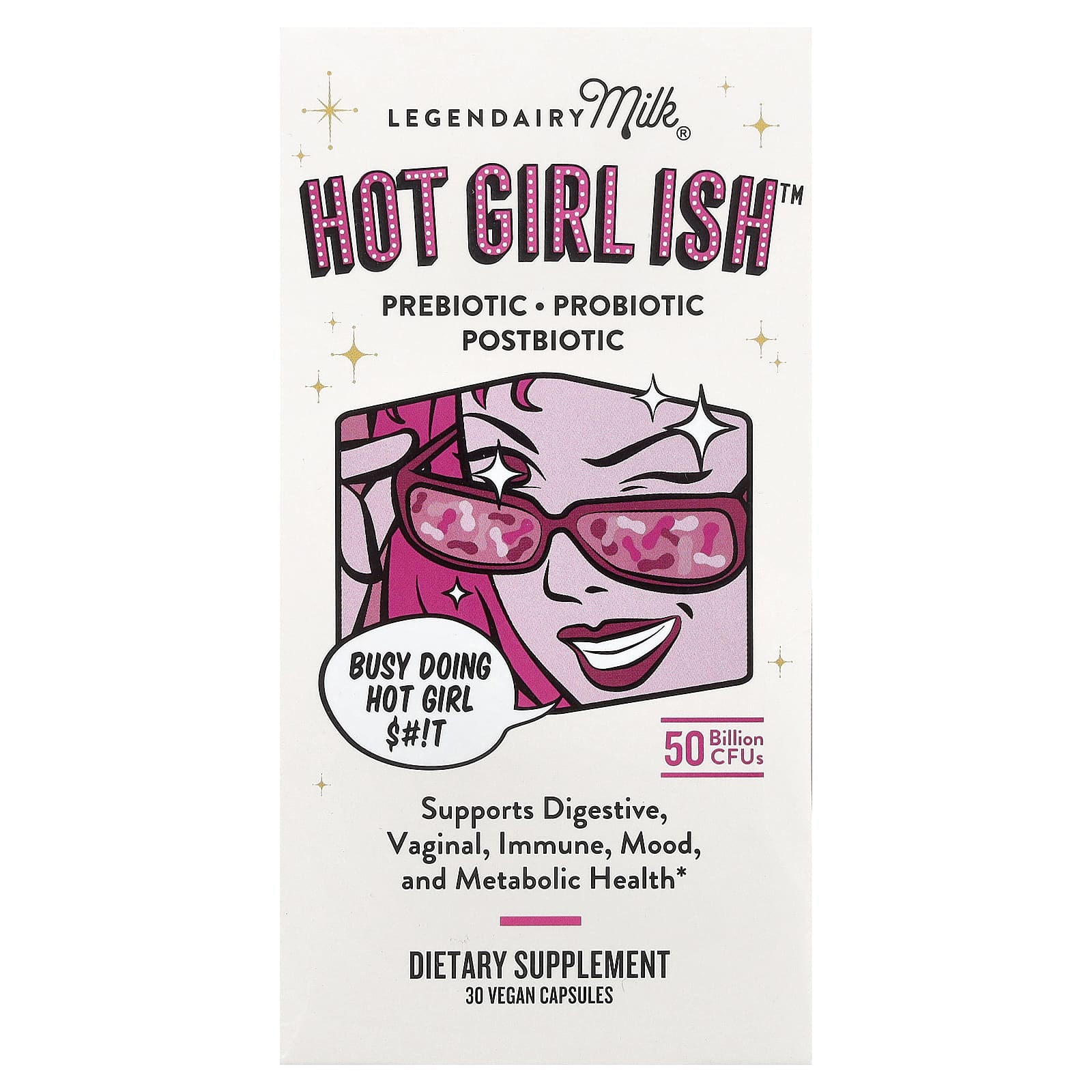 Legendairy Milk, Hot Girl Ish™, Prebiotic, Probiotic, Postbiotic, 50 Billion CFU, 30 Vegan Capsules - Image 1