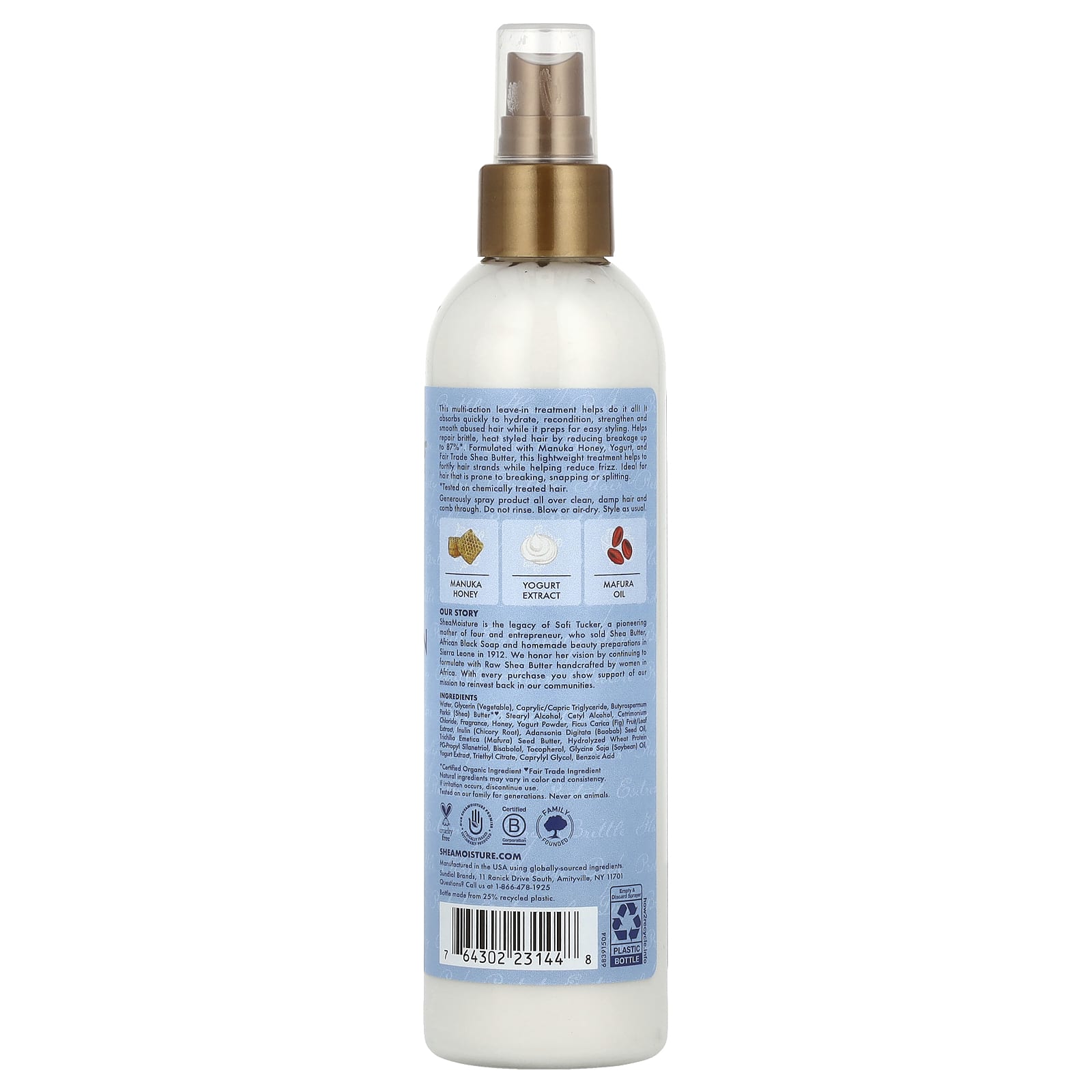 SheaMoisture, Hydrate + Repair Multi-Action Leave-In, Manuka Honey & Yogurt, 8 fl oz (237 ml) - Image 2