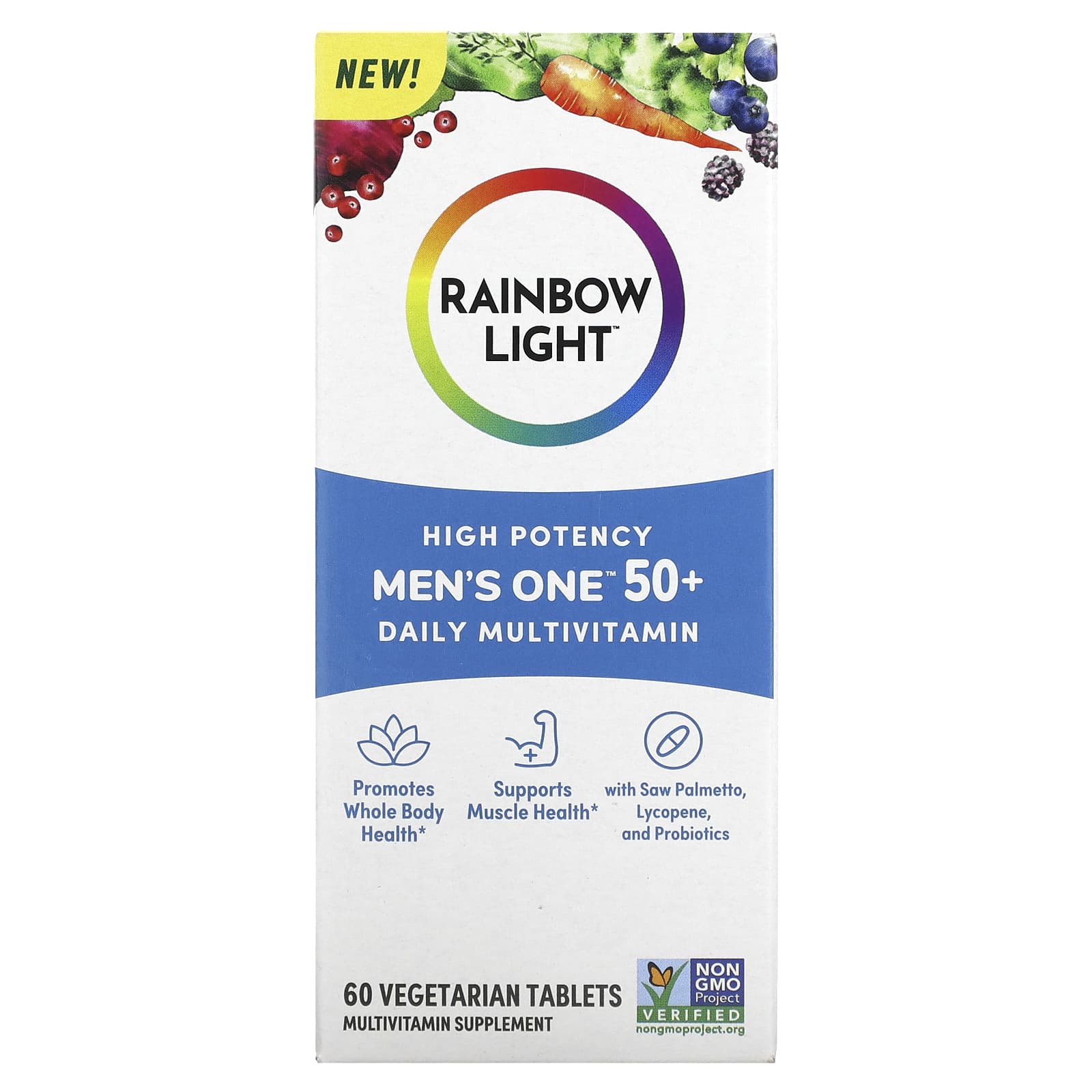 Rainbow Light, Men's One 50+ Daily Multivitamin, High Potency, 60 Vegetarian Tablets - Image 1