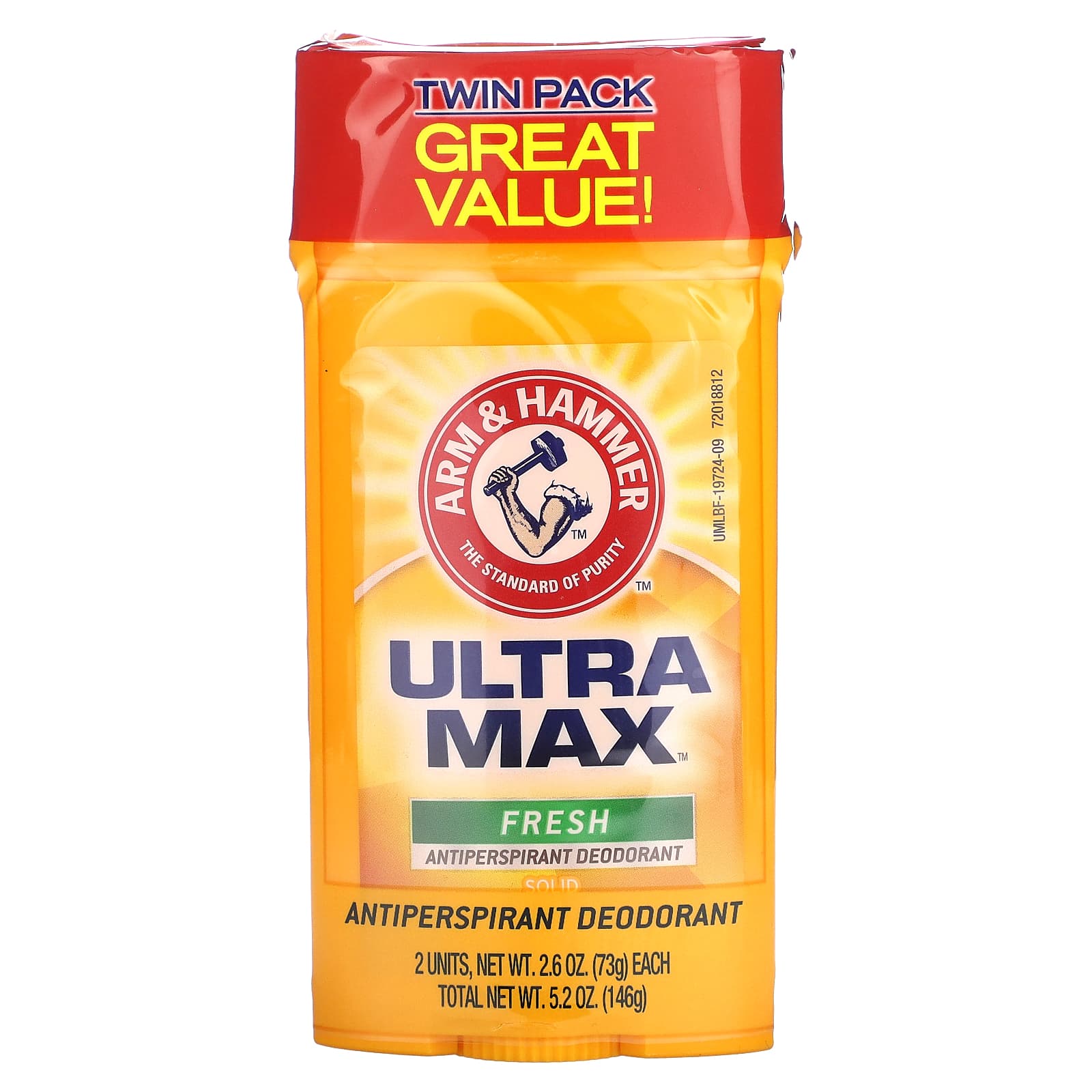 Arm & Hammer UltraMax Antiperspirant Deodorant, Fresh, 2.6 oz (73g) 2-Pack - Image 2