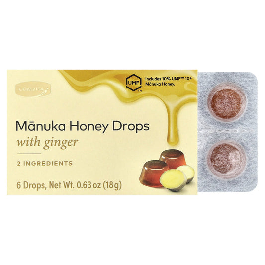 Comvita Manuka Honey Drops with Ginger, 10+ UMF - 6 Drops, 0.63 oz - Image 1