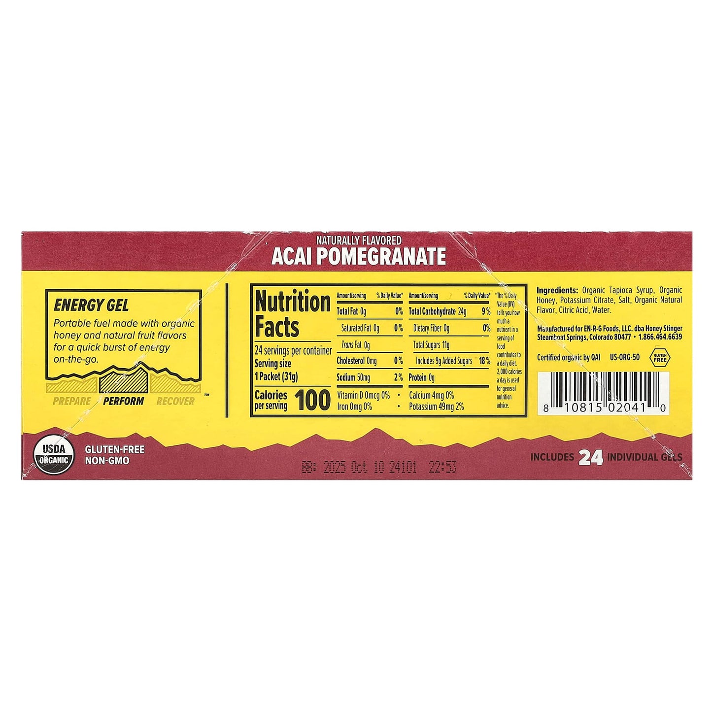 Acai Pomegranate Energy Gel by Honey Stinger - 24 Packets - Image 2