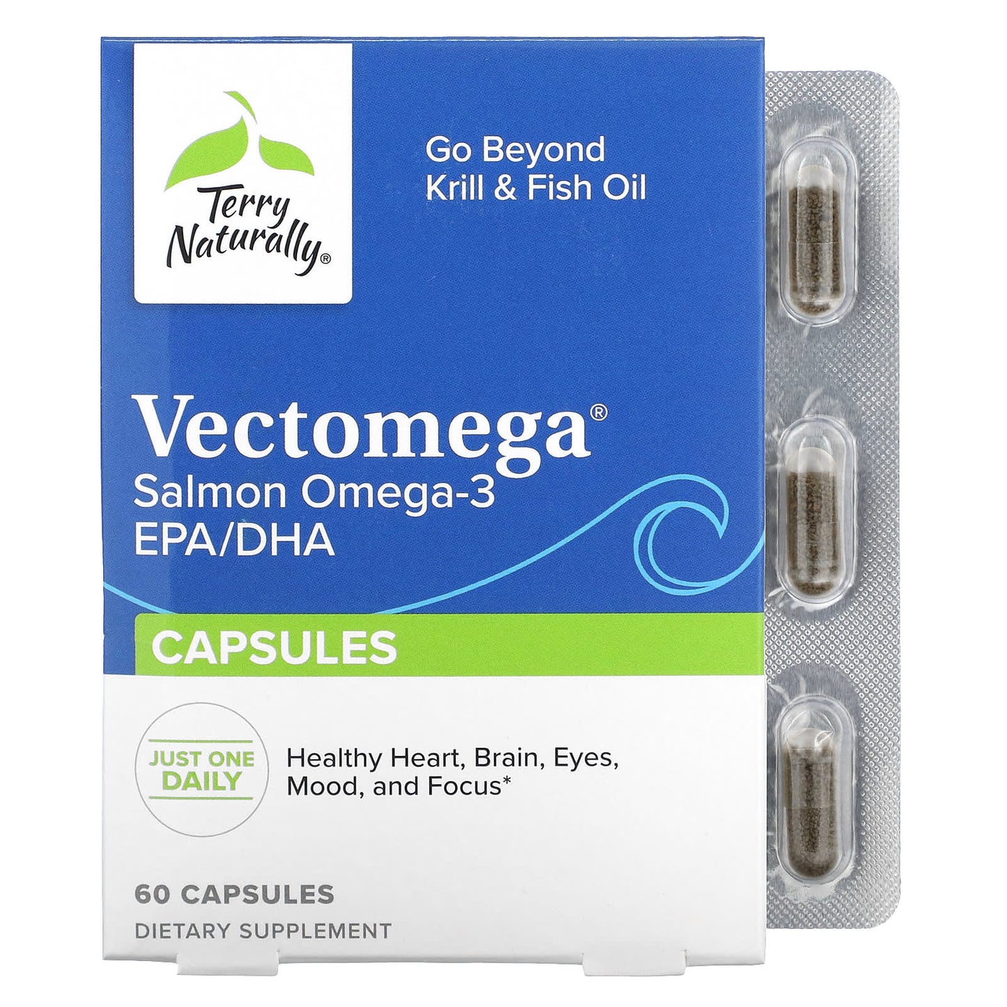 Terry Naturally, Vectomega, Salmon Omega-3 EPA/DHA, 60 Capsules (214 mg per Capsule) - Image 1