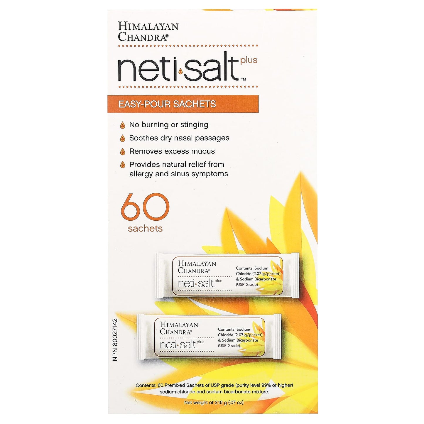Himalayan Chandra Neti Salt for Nasal Relief, 60 Easy-Pour Sachets - Image 1