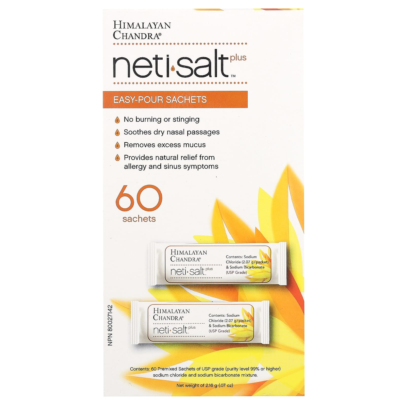Himalayan Chandra Neti Salt for Nasal Relief, 60 Easy-Pour Sachets - Image 1
