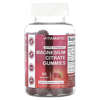 Vitamatic Extra Strength Magnesium Citrate Gummies, Natural Raspberry Flavor, No