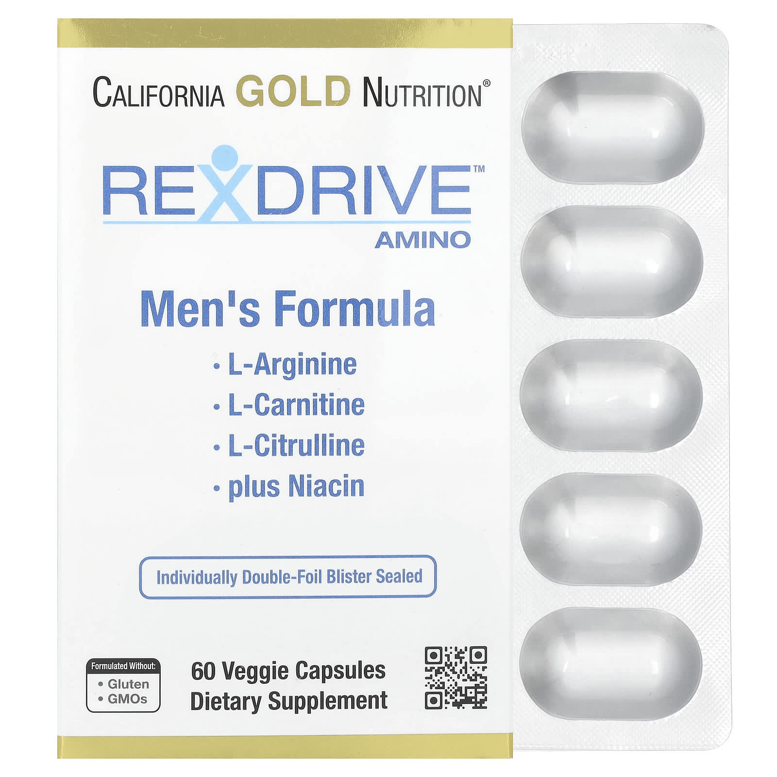 California Gold Nutrition Rexdrive Amino for Men's Energy & Performance - Image 1