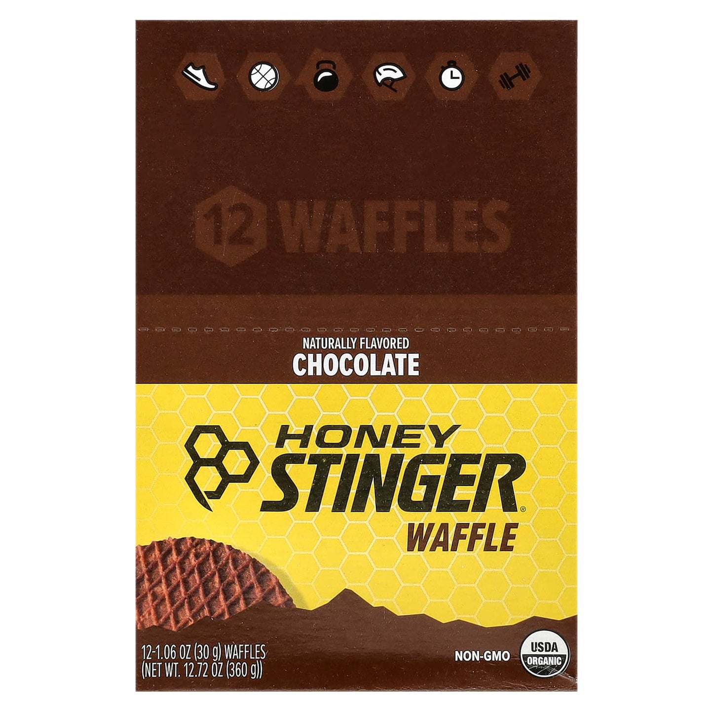 Chocolate Energy Waffles by Honey Stinger - 12 Pack, 1.06 oz Each - Image 1