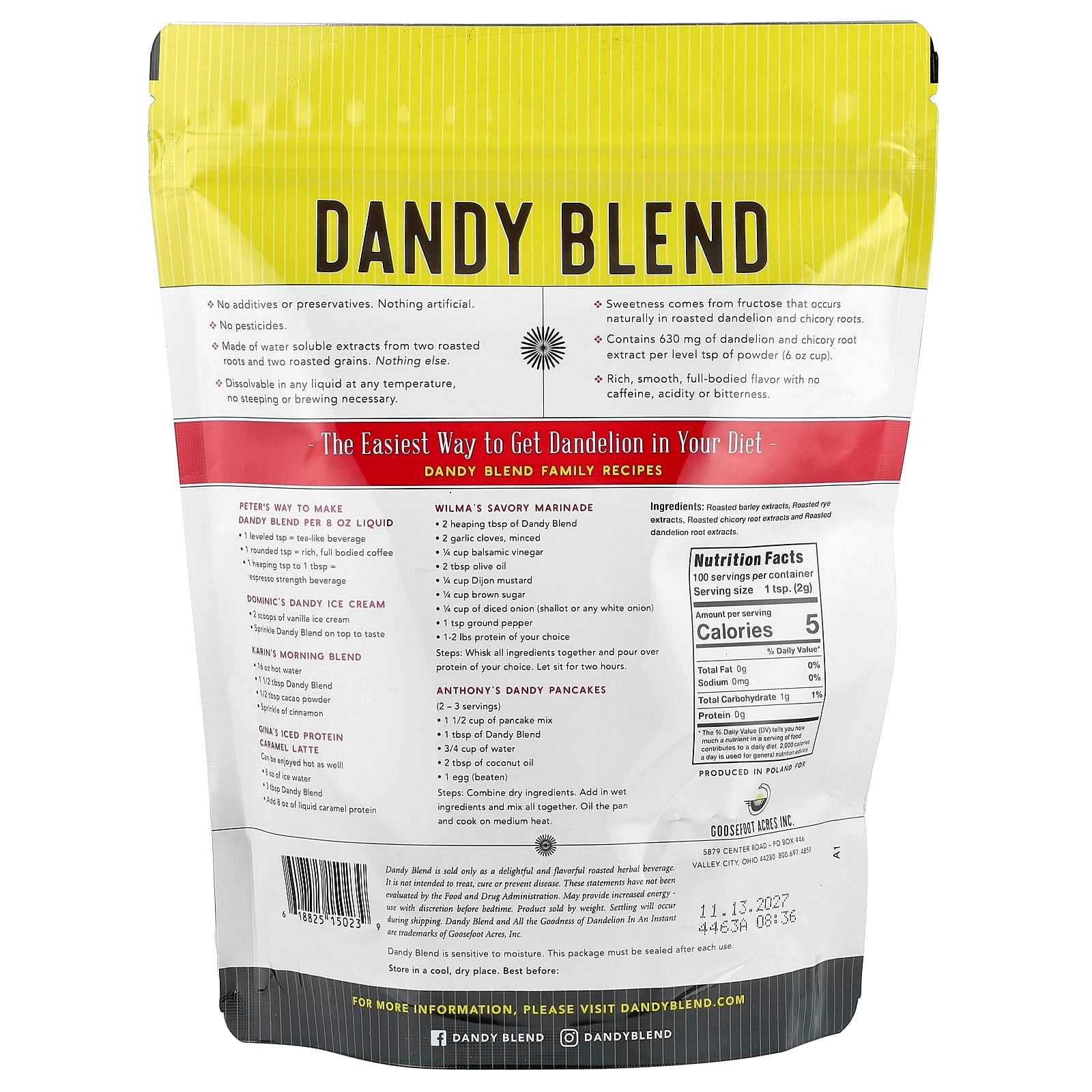 Dandy Blend Instant Herbal Beverage, Caffeine Free, 200g - Image 2