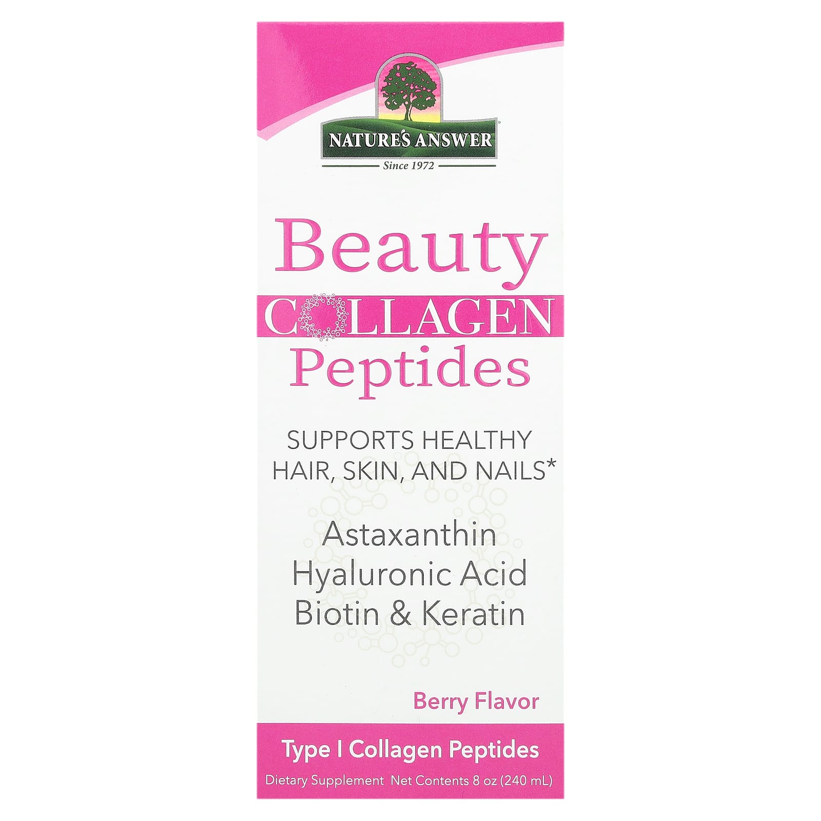 Nature's Answer, Beauty Collagen Peptides, Berry, 8 oz (240 ml) - Image 1