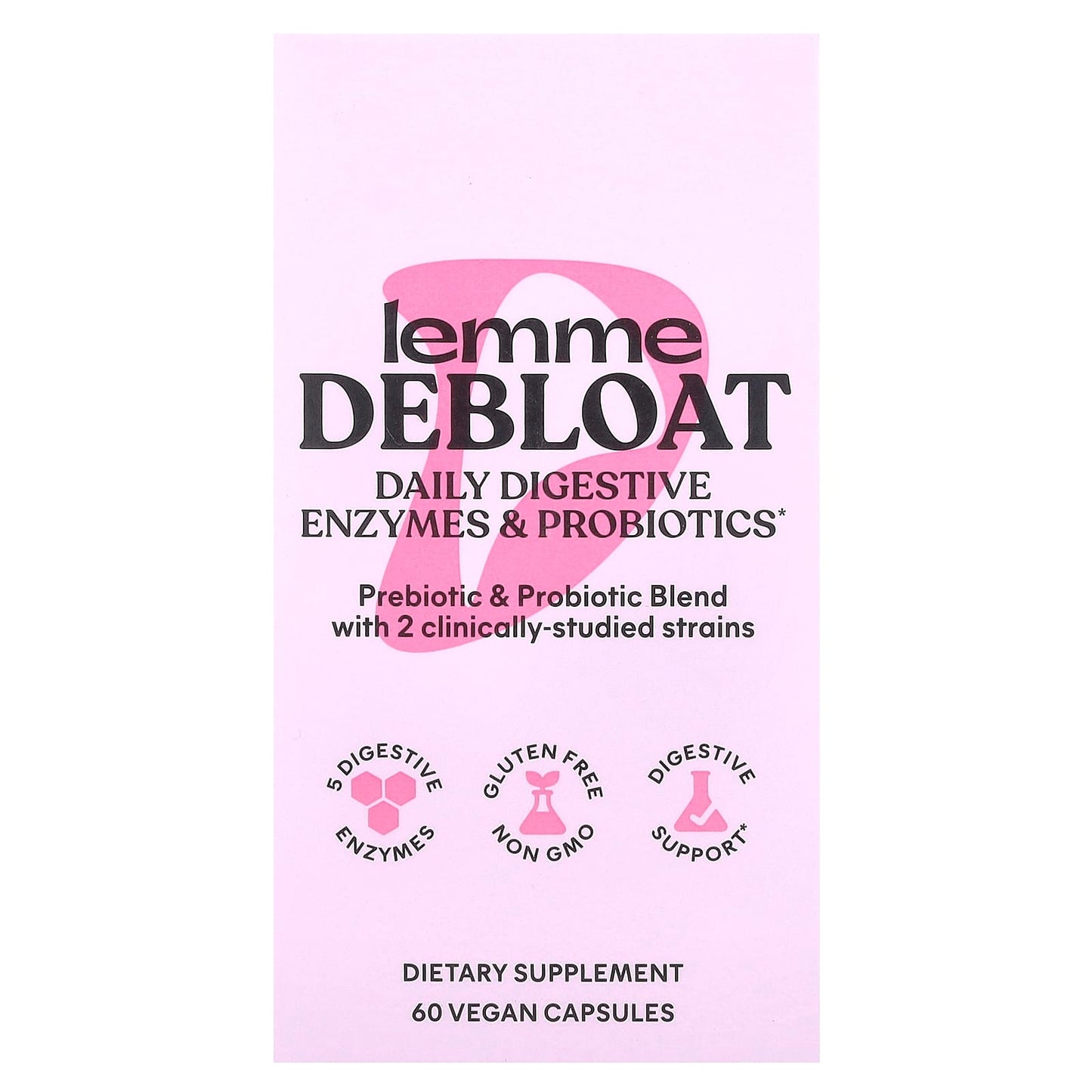 Lemme, Debloat, Daily Digestive Enzymes & Probiotics, 60 Vegan Capsules - Image 2