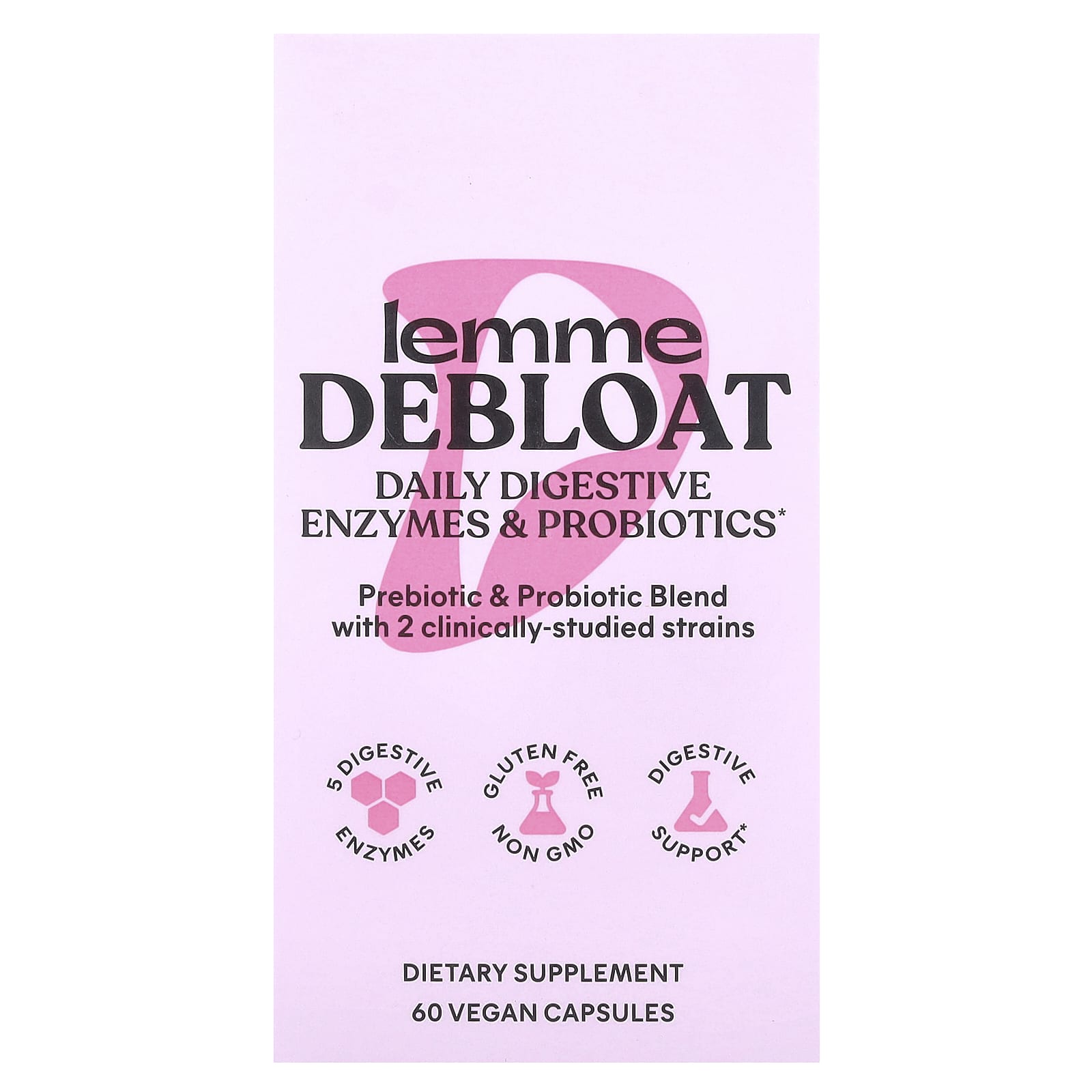 Lemme, Debloat, Daily Digestive Enzymes & Probiotics, 60 Vegan Capsules - Image 2