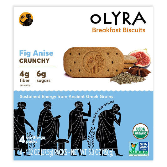 Olyra, Organic Breakfast Biscuits, Fig Anise, 4 Packs, 1.32 oz (37.5 g) Each - Image 1