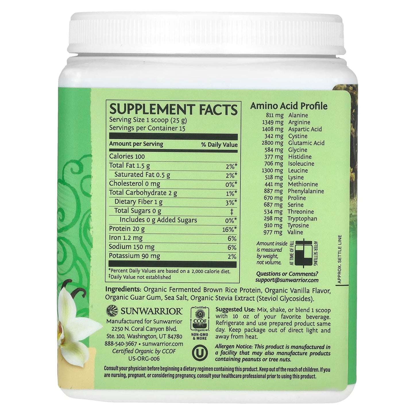 Sunwarrior, Classic Protein, Vanilla, 13.2 oz (375 g) - Image 2