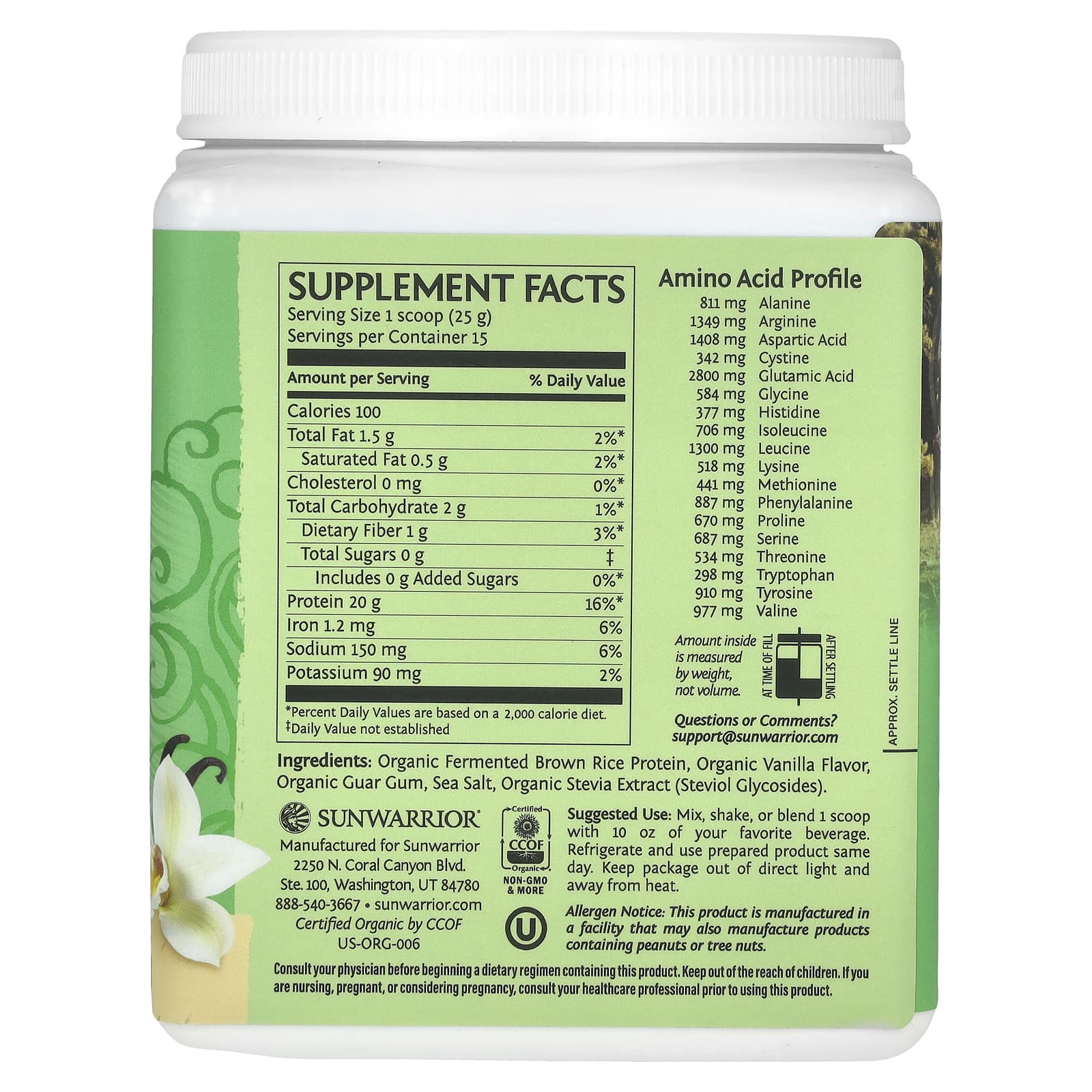Sunwarrior, Classic Protein, Vanilla, 13.2 oz (375 g) - Image 2