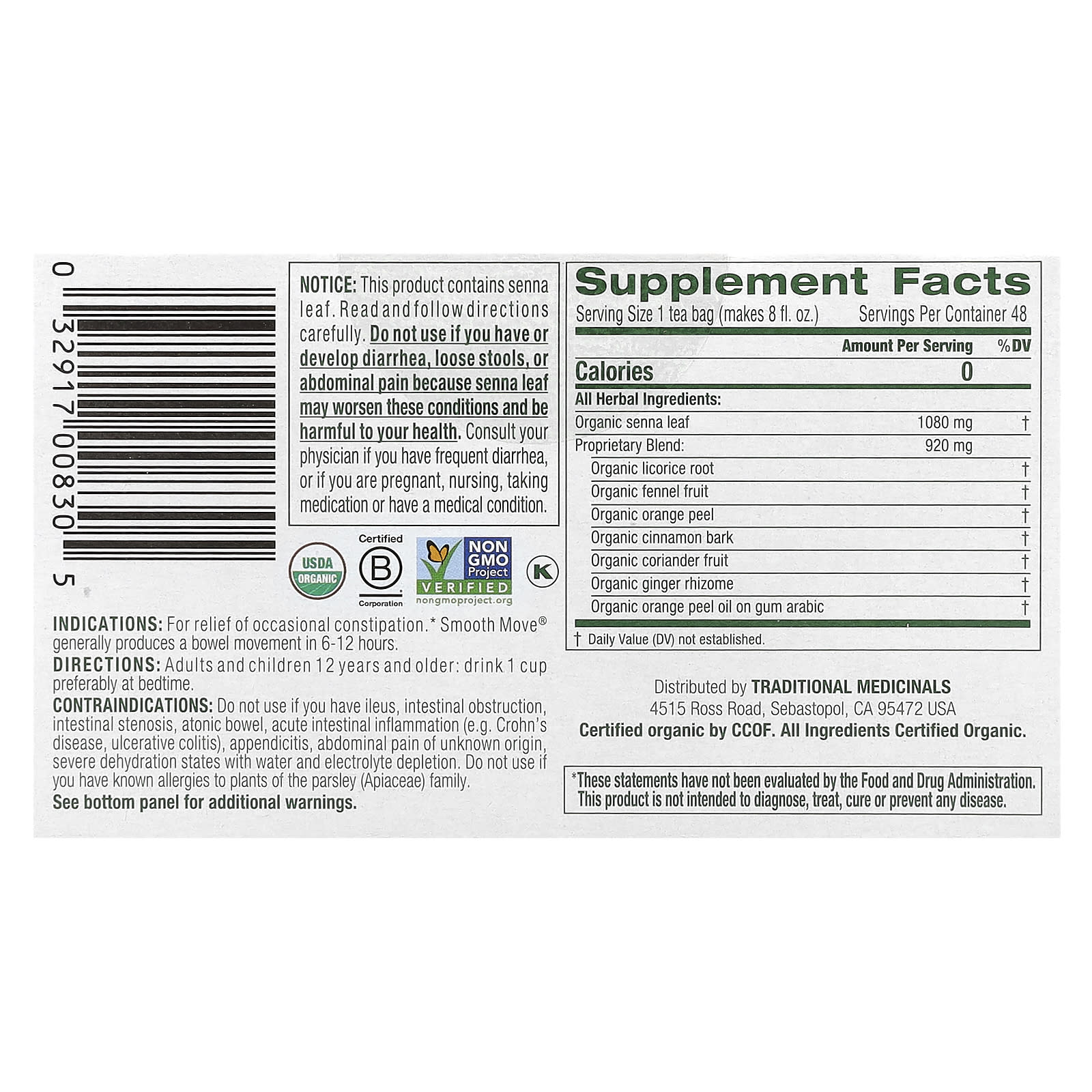 Traditional Medicinals, Organic Smooth Move, Caffeine Free, 48 Wrapped Tea Bags, 3.38 oz (96 g) - Image 2