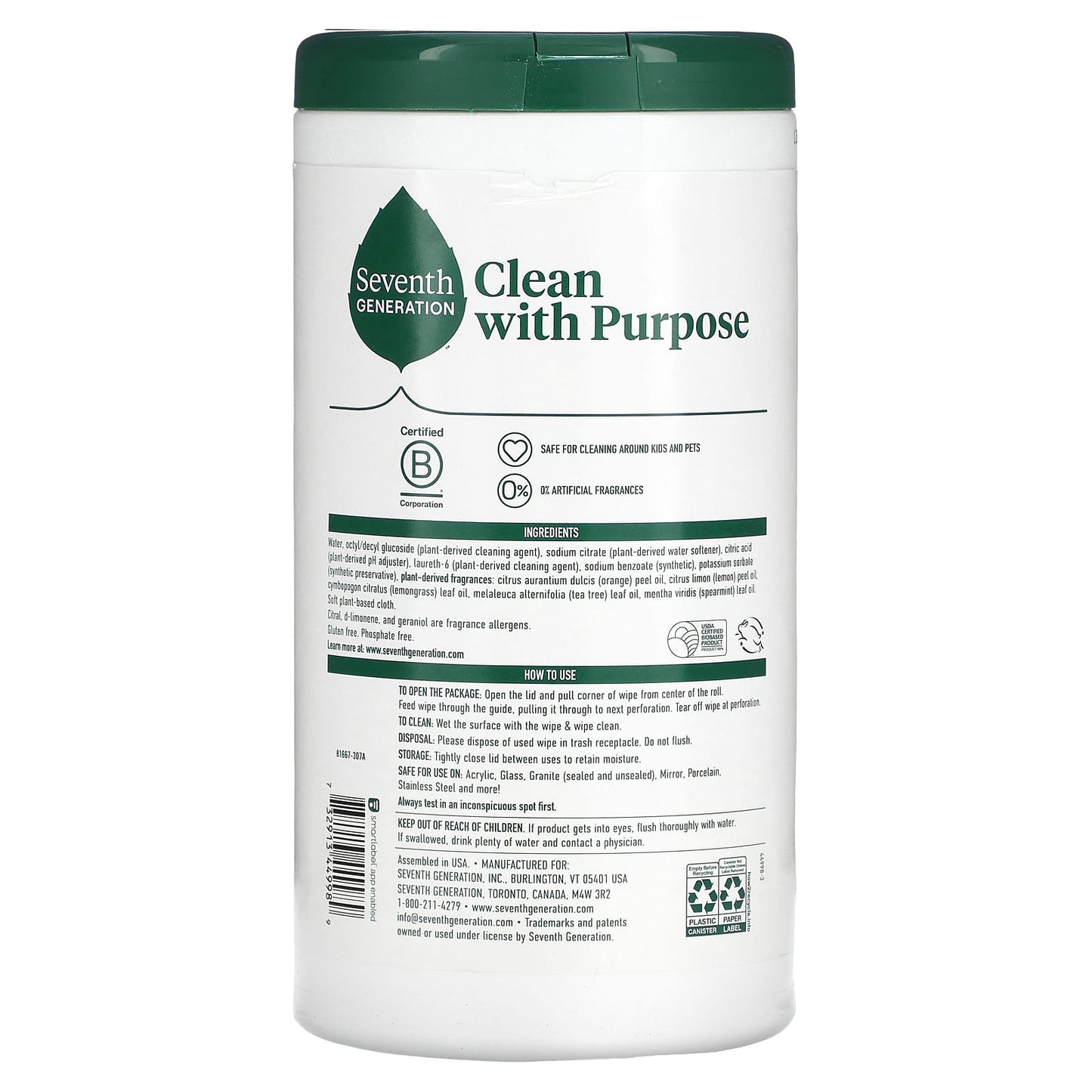 Seventh Generation, Multi-Surface Wipes, Lemon Zest, 70 Wipes - Image 2