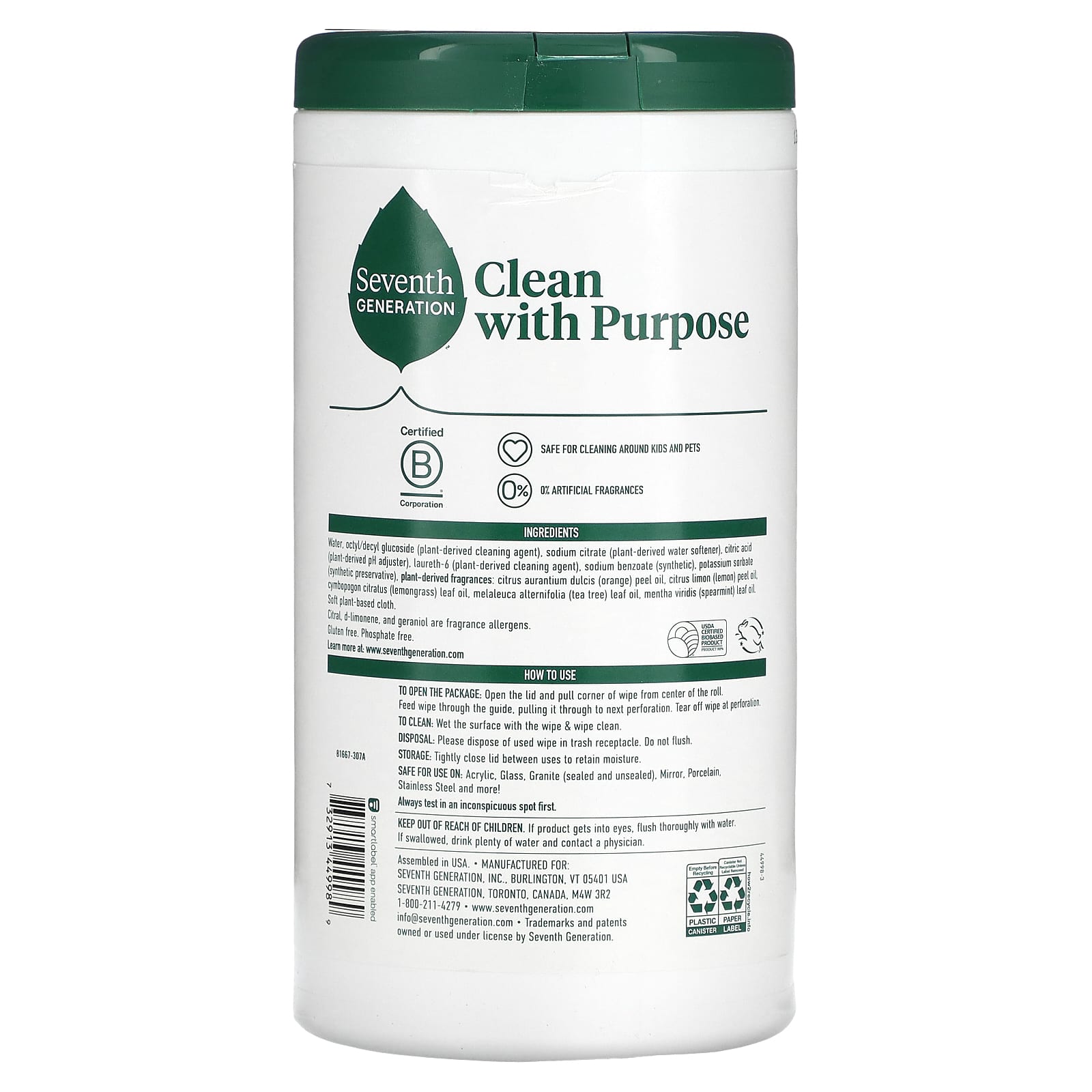 Seventh Generation, Multi-Surface Wipes, Lemon Zest, 70 Wipes - Image 2