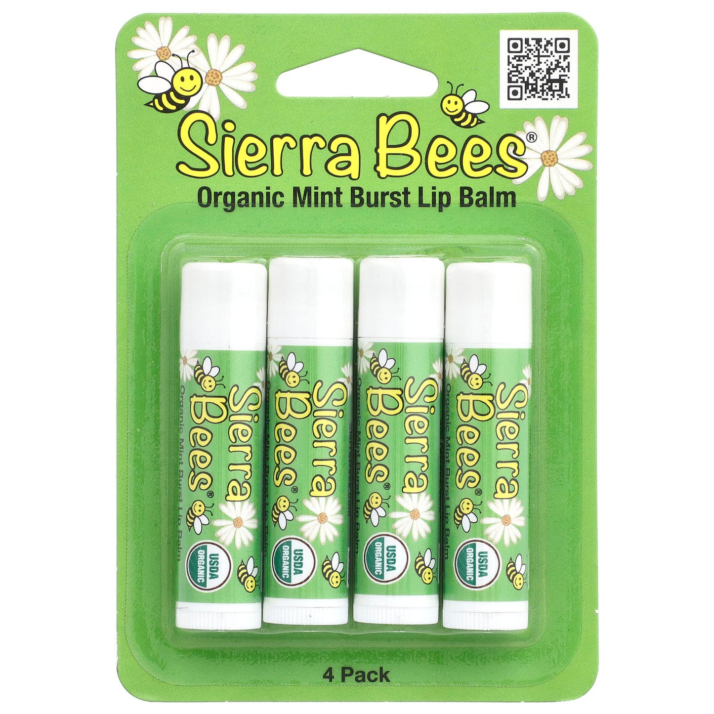 Sierra Bees Organic Lip Balm, Mint Burst, 4 Pack, 0.15 oz Each, USDA Certified - Image 2