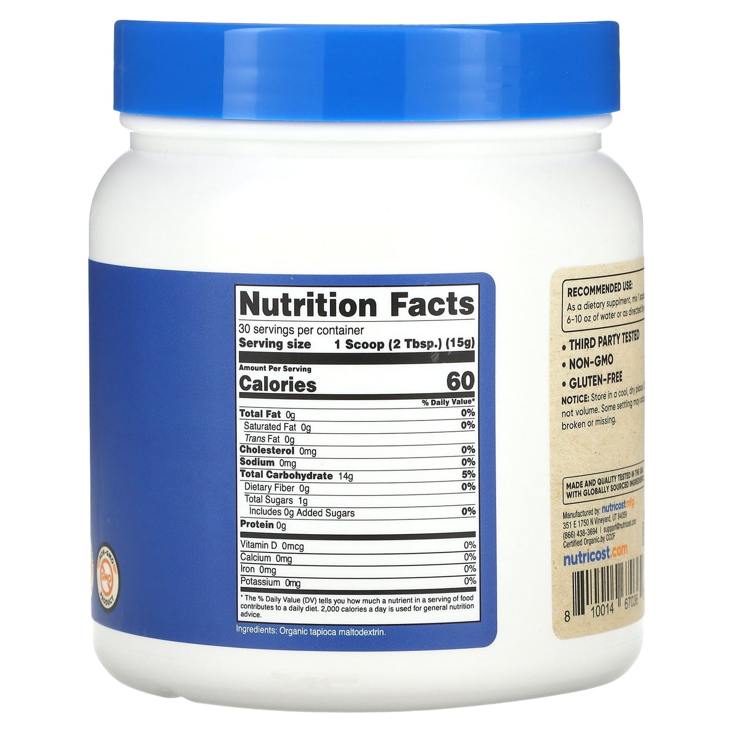 Nutricost, Organic Maltodextrin, Unflavored, 1 lb (454 g) - Image 2